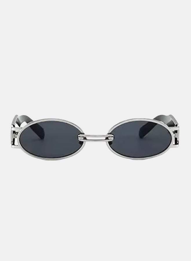 korico Altra Black Silver Semi Rimless Oval Sunglasses - Image 2